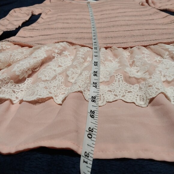 Jodifl dress Womens Large peach striped thin knit sweater tiered Romantic Boho - Picture 7 of 7